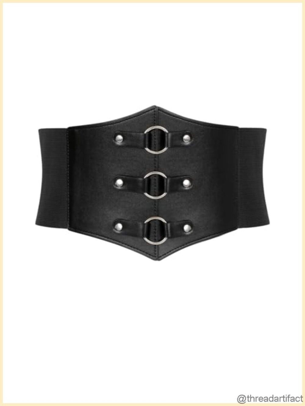 Faux Leather Wide Waist Corset Belt Elastic Lace-Up Cinch Retro